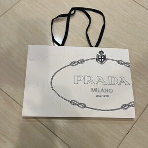 Prada Cream Shopping Bag with Black Handles